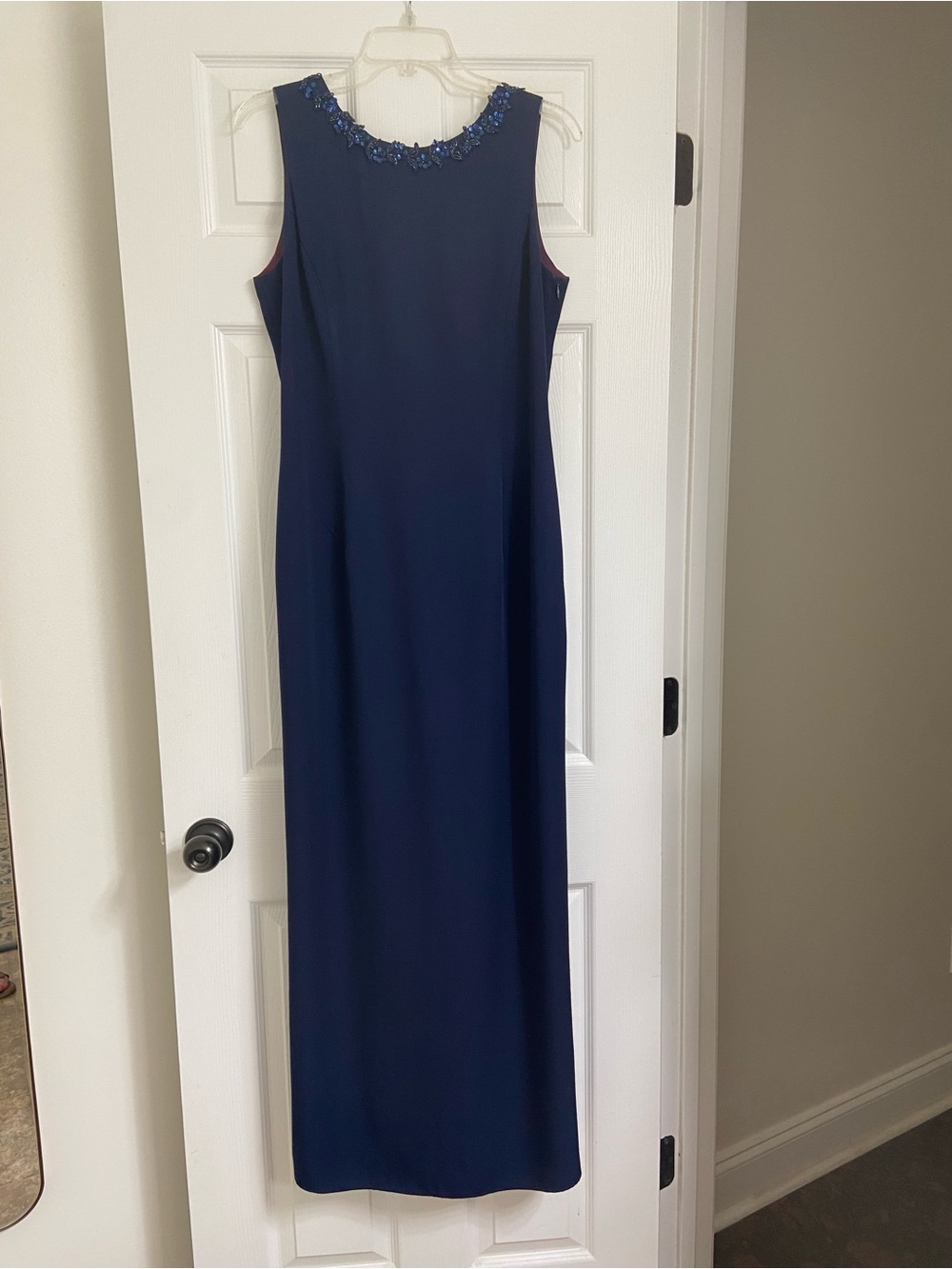 Vintage Scott McClintock Navy Beaded Formal Gown Size 12 Made in USA